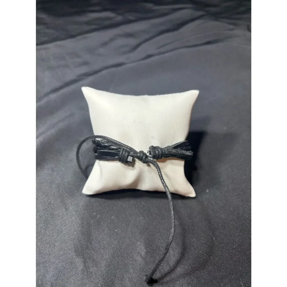 New Handwoven Black Leather Braided Bracelet